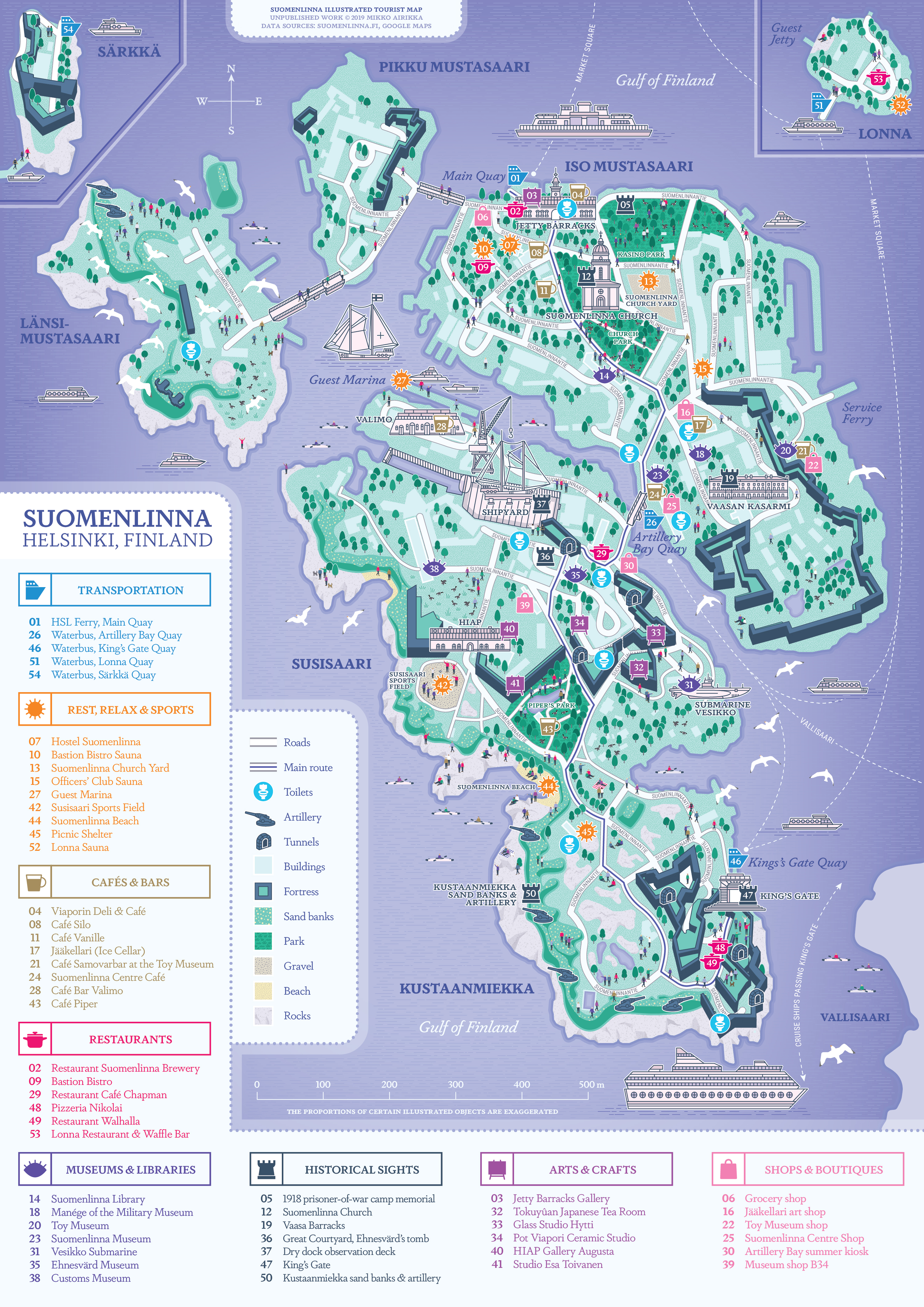 Illustrated Tourist Map of Suomenlinna - The Infographic Designer
